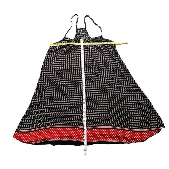 BOHO style tank top a-line lightweight tunic 1 size black with red white floral - Picture 12 of 13